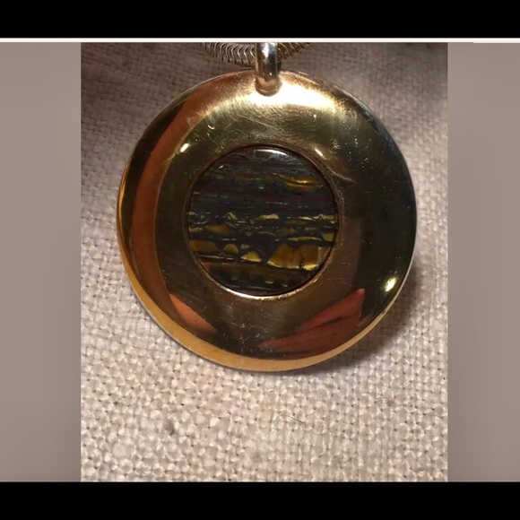 VTG GROSSE GERMANY SILVER TIGER EYE NECKLACE - Picture 3 of 8